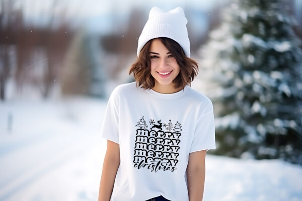 Коледна тениска с надпис MERRY CHRISTMAS
