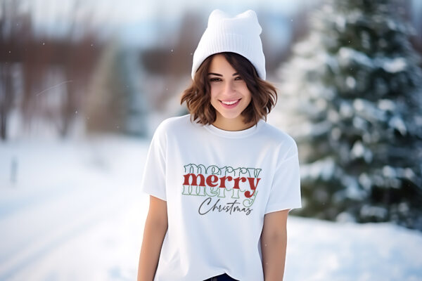 Коледна тениска с надпис MERRY CHRISTMAS