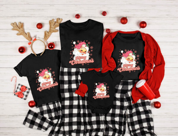 Семейни Коледни тениски с Дядо Коледа MERRY CHRISTMAS