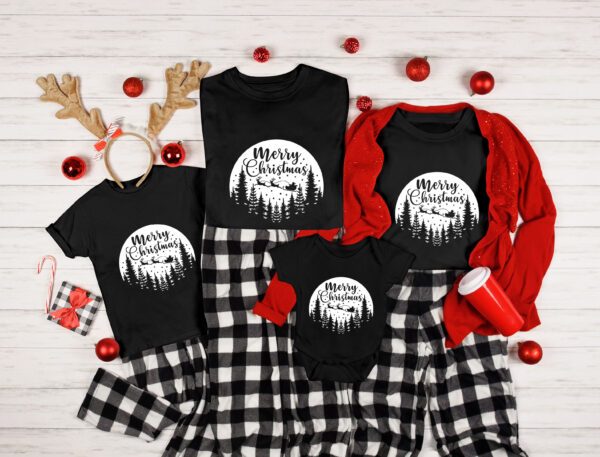 Семейни Коледни тениски с надпис MERRY CHRISTMAS