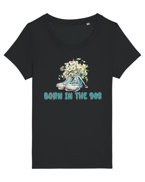 Ретро Дамска тениска с надпис BORN IN THE 90S - Image 2