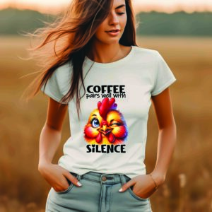 Унисекс тениска с пиленце COFFEE PAIRS WELL WITH SILENCE