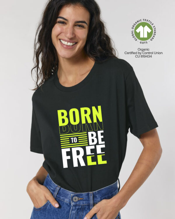 Унисекс тениска с надпис BORN TO BE FREE