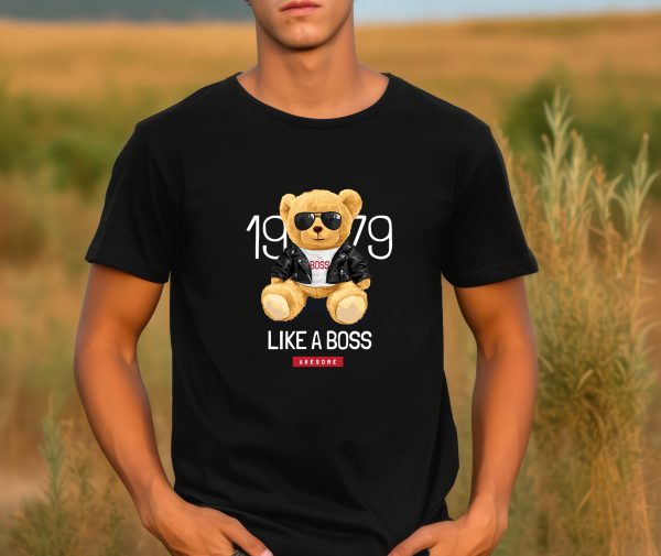 Мъжка Тениска с мече LIKE A BOSS 1979 AWESOME