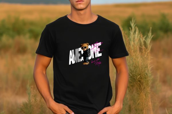 Тениска с мече AWESOME