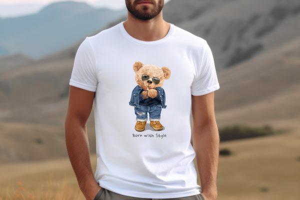 Мъжка Тениска с мече BORN WITH STYLE