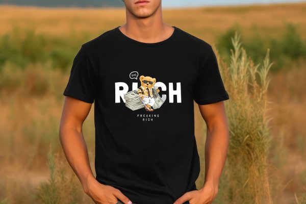 Тениска с мече FREAKING RICH
