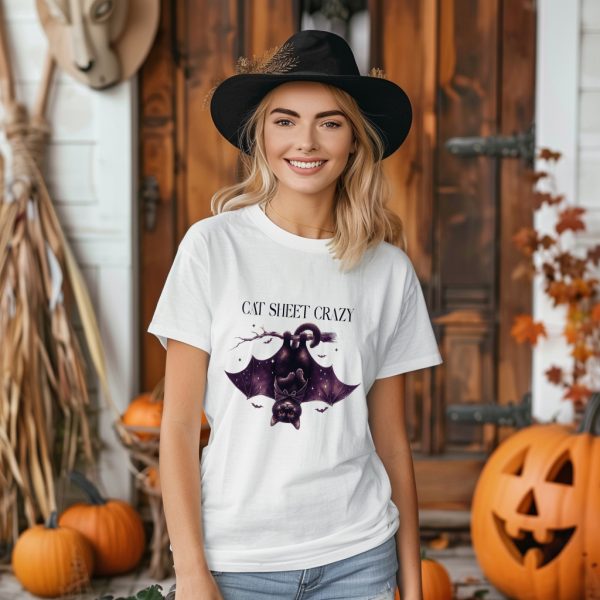 Тениска с надпис CAT SHEET CRAZY  halloween - Image 2