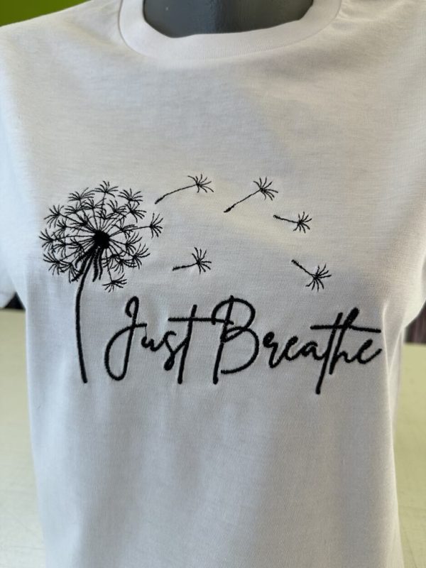 Тениска с бродерия JUST BREATHE - Image 2