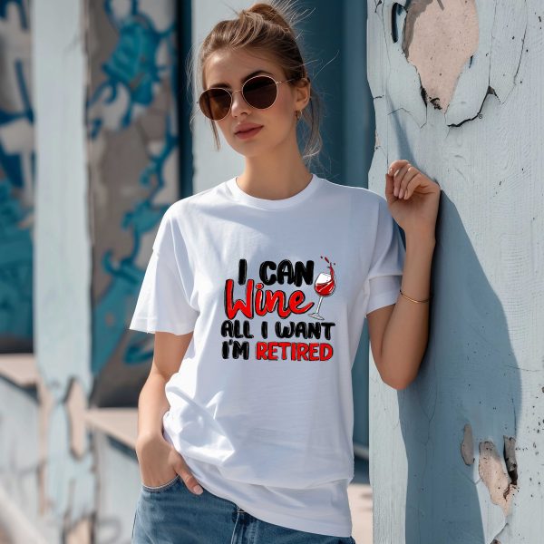 Тениска с надпис WINE all I want