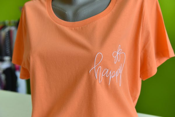 Дамска тениска с бродерия HAPPY - Image 3
