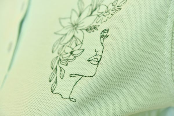 Дамска поло тениска с яка с бродерия LINE ART - Image 8