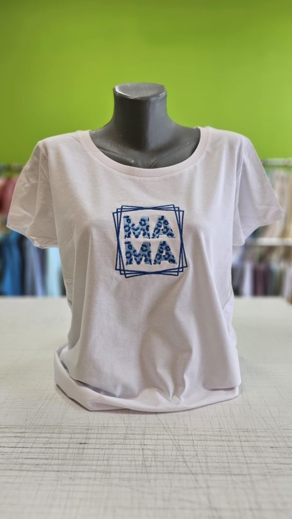 Дамска тениска с бродерия МАМА в рамка - Image 7