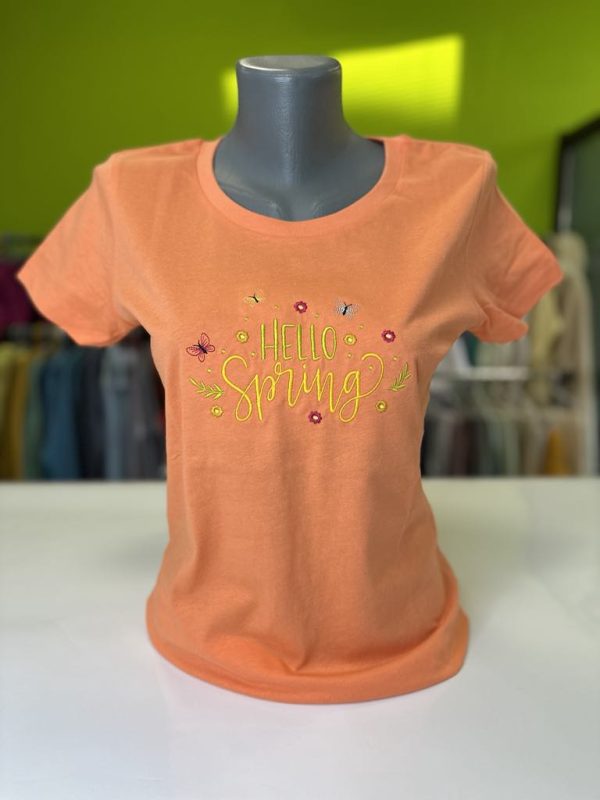 Дамска тениска с бродерия HELLO SPRING