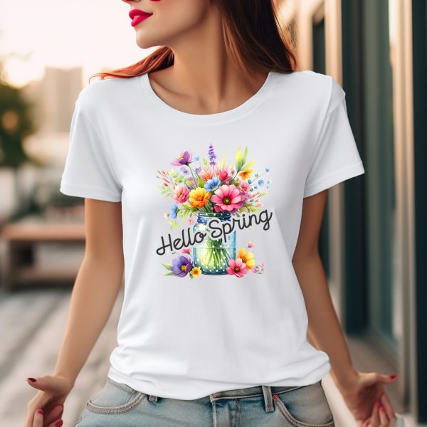 Дамска тениска с цветя HELLO SPRING