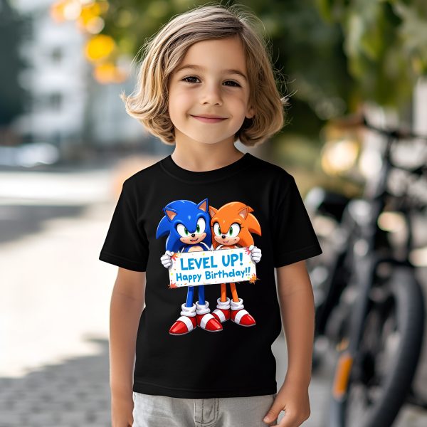 Детска тениска с SONIC HAPPY BIRTHDAY level up