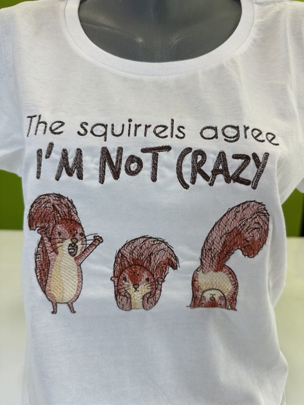 Дамска тениска с бродерия катерички I'M NOT CRAZY - Image 2