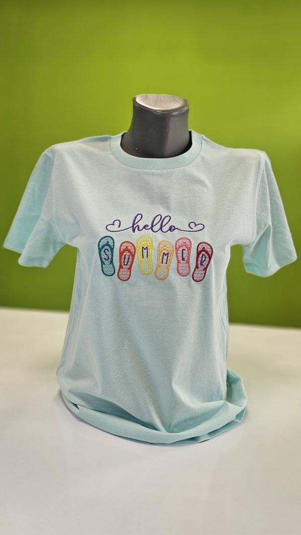 Унисекс тениска с бродерия HELLO SUMMER