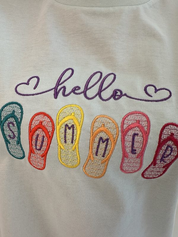 Унисекс тениска с бродерия HELLO SUMMER - Image 3