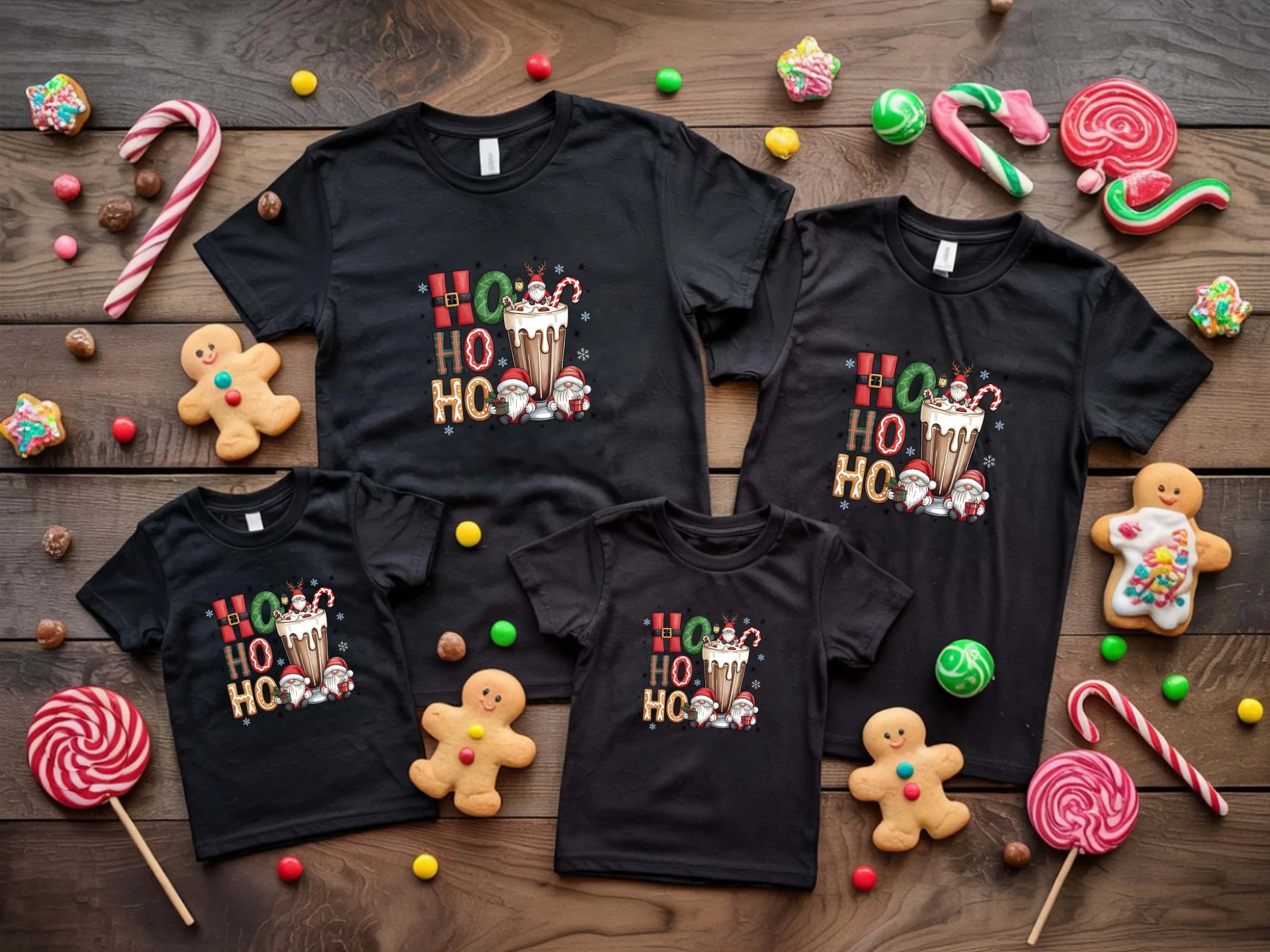 Семейни Коледни тениски с HO HO HO 2