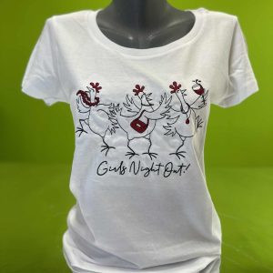 Дамска тениска с бродирани кокошки GIRLS NIGHT OUT