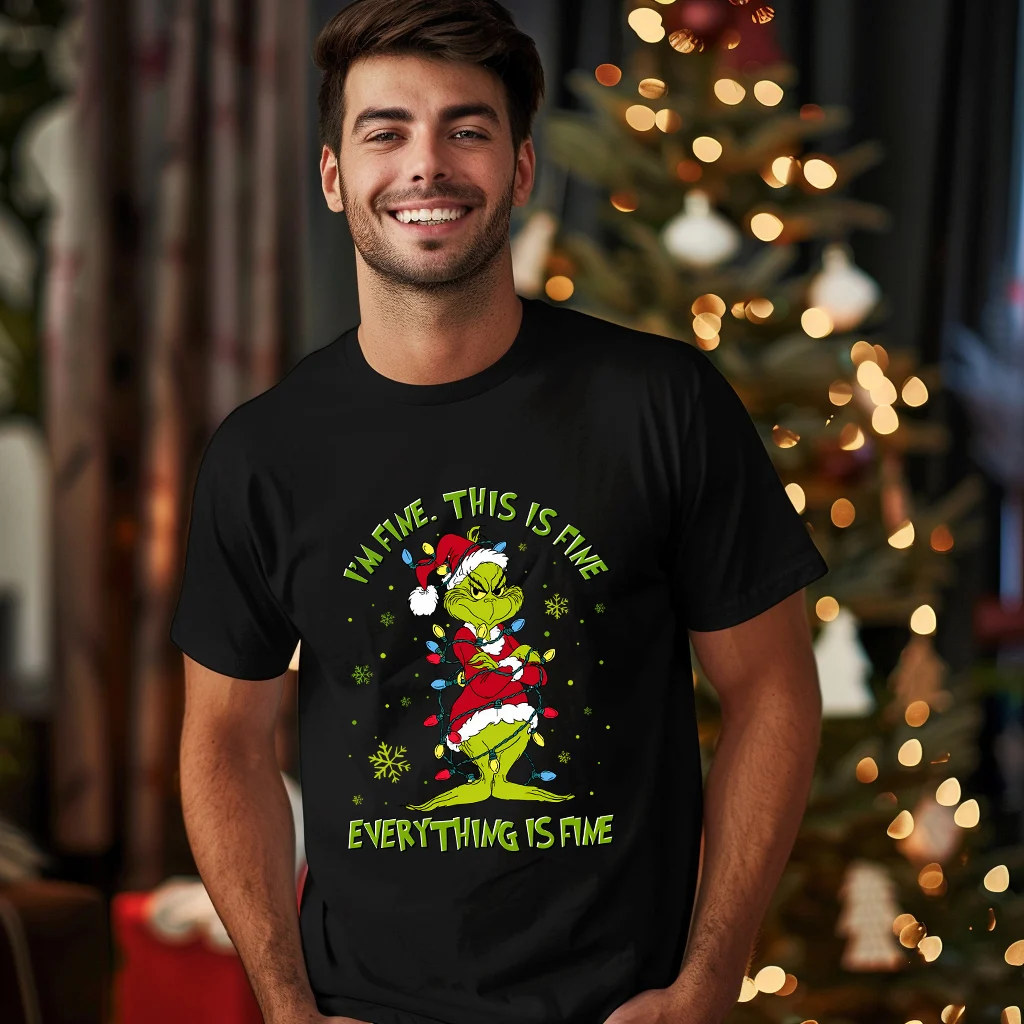 Коледна тениска с GRINCH, I'm Fine
