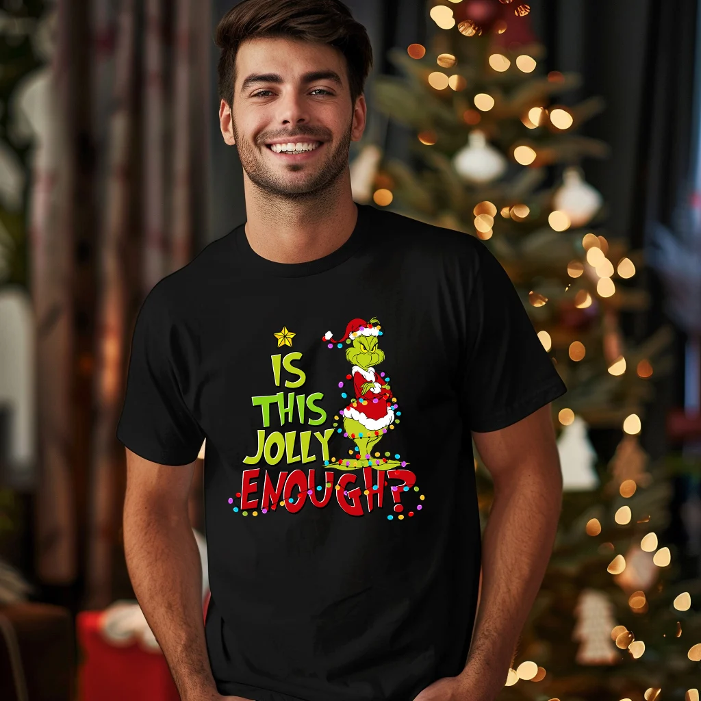 Коледна тениска с IS THIS JOLLY ENOUGH, GRINCH