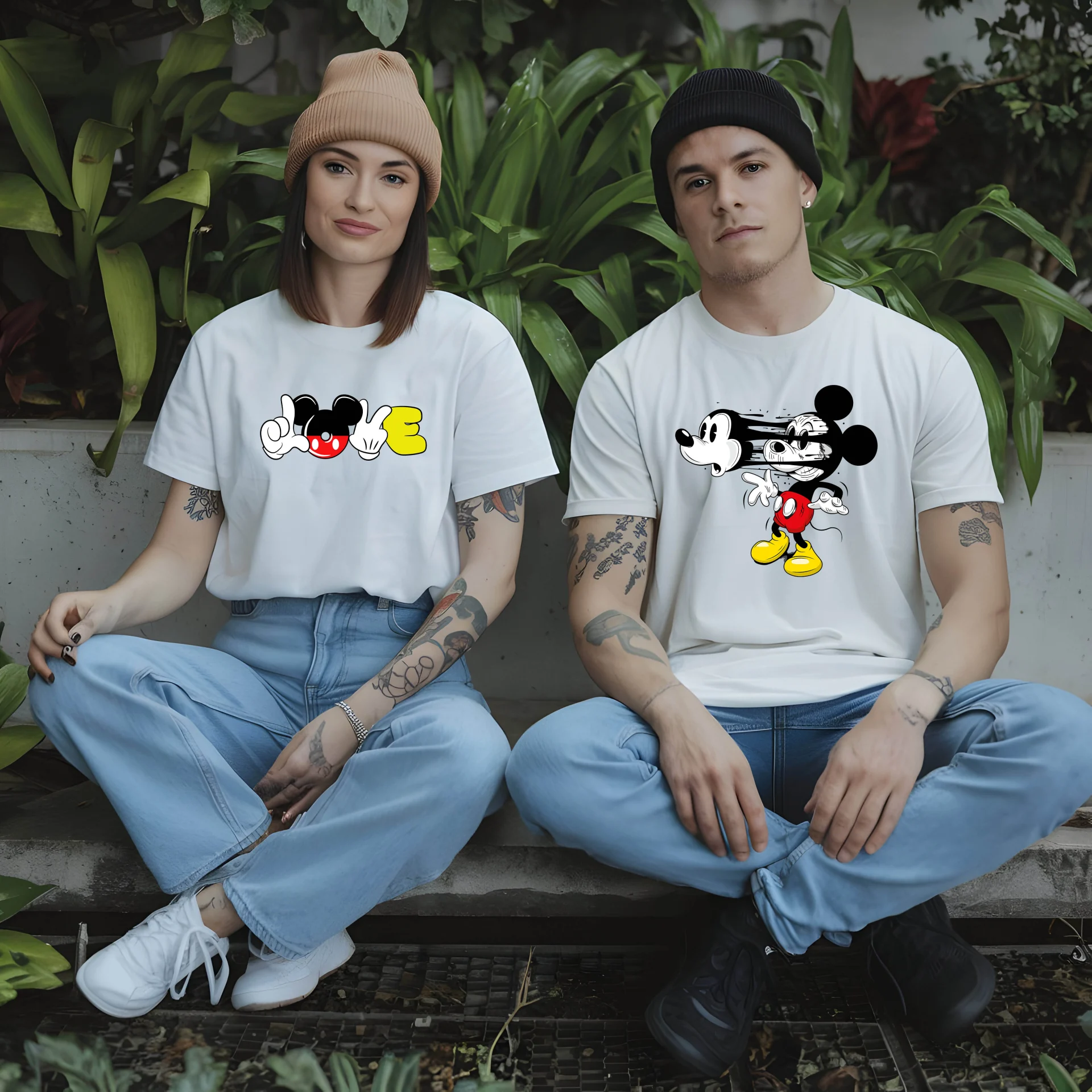 Тениски за двойки с MICKEY LOVE