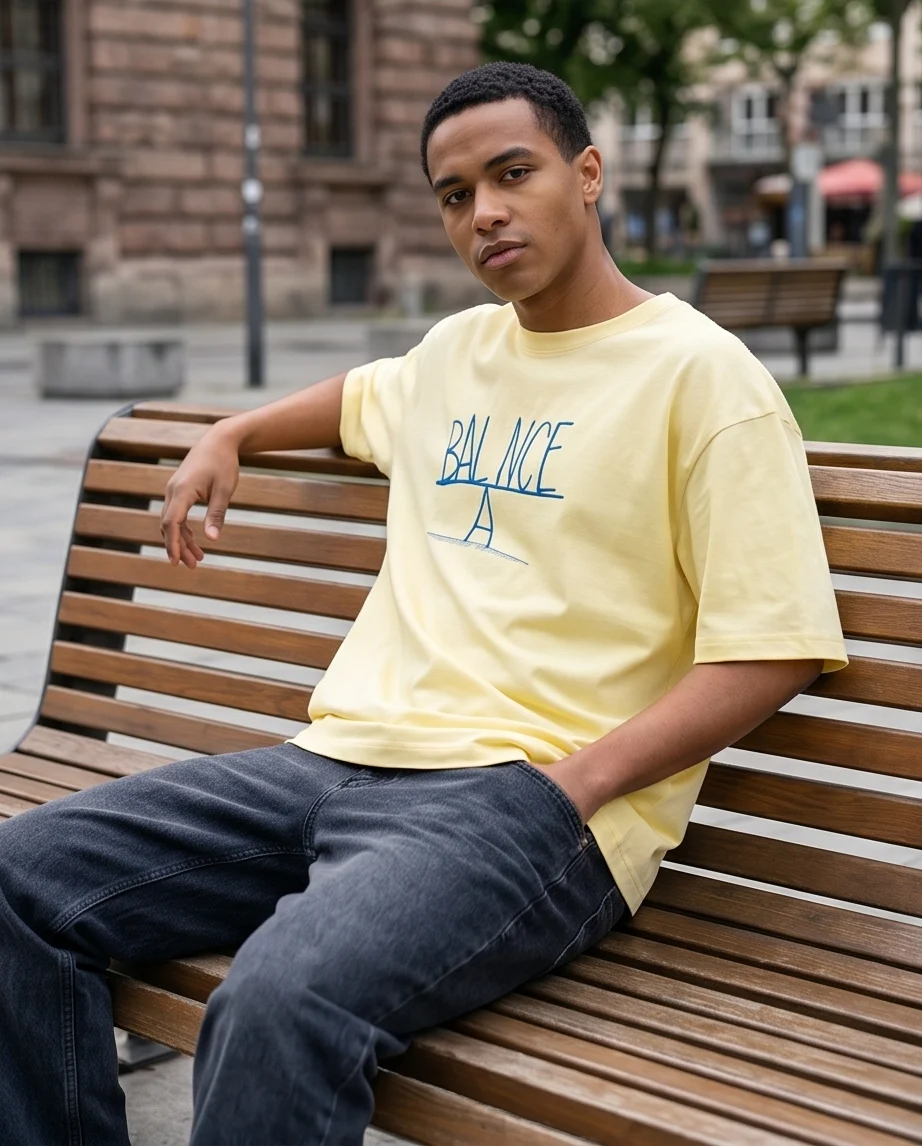 Унисекс oversized тениска с бродерия BALANCE