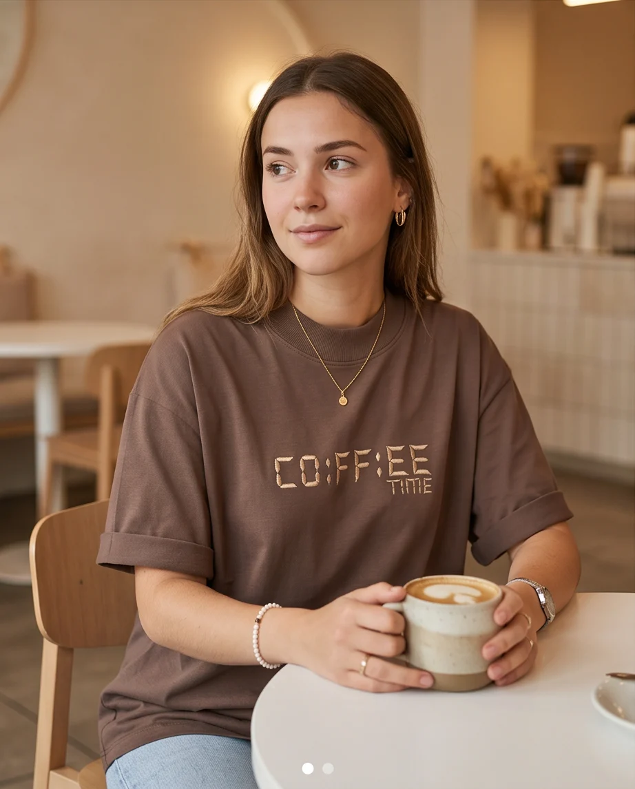 OVERSIZED тениска с бродерия COFFEE TIME