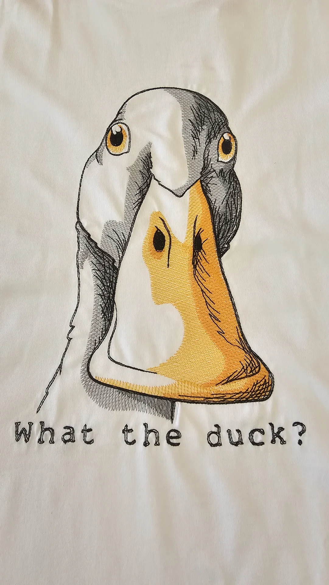 Унисекс Тениска с бродерия патица WHAT THE DUCK? - Image 3