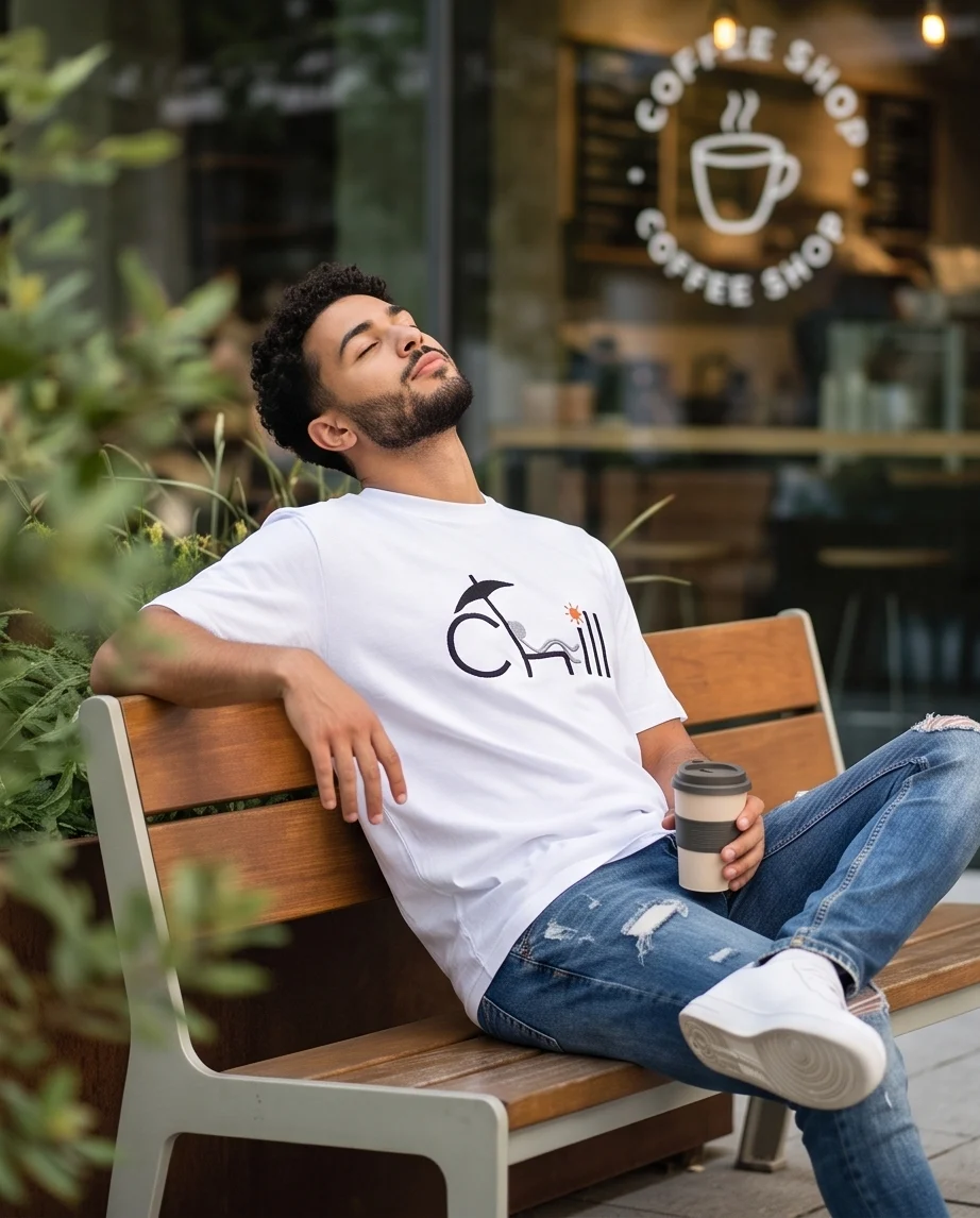 Унисекс oversized тениска с бродерия CHILL