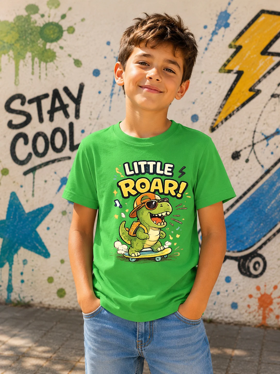 Детска тениска с ДИНО LITTLE ROAR!
