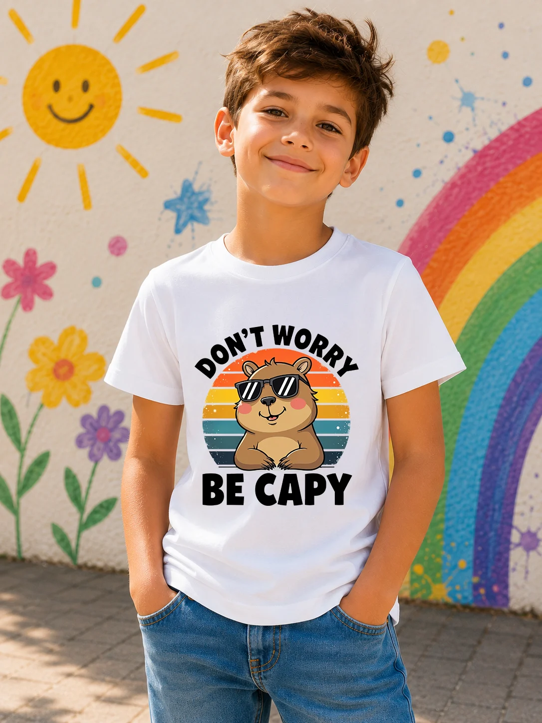 Детска тениска с капибара DON'T WORRY BE CAPY