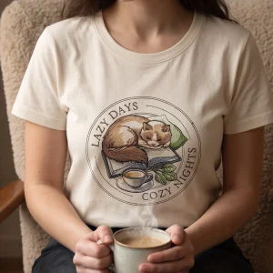 Дамска Тениска с бродерия LAZY DAYS COZY NIGHTS