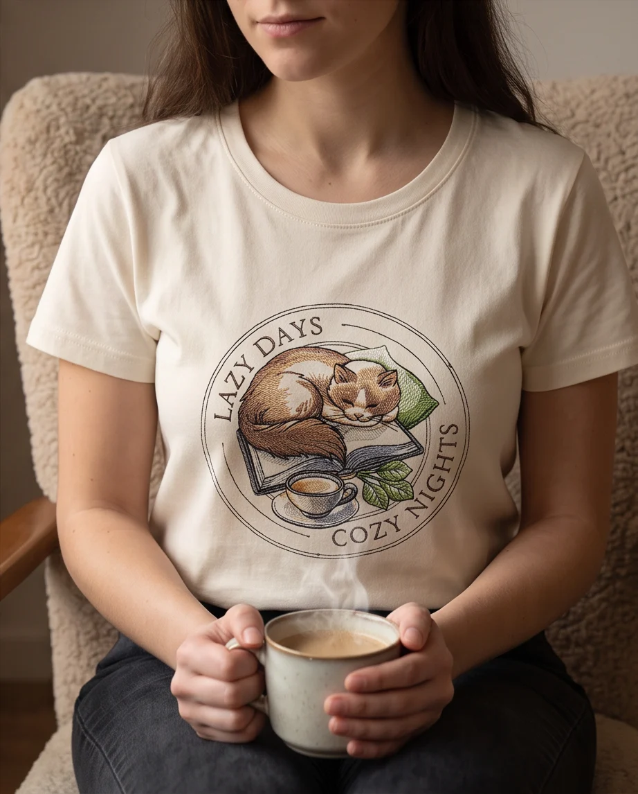 Дамска Тениска с бродерия LAZY DAYS COZY NIGHTS